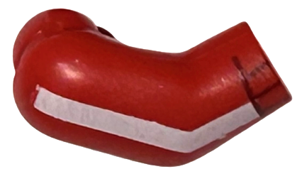 Lego Arm, Right with White Stripe and Dark Red Cuff Pattern / Red