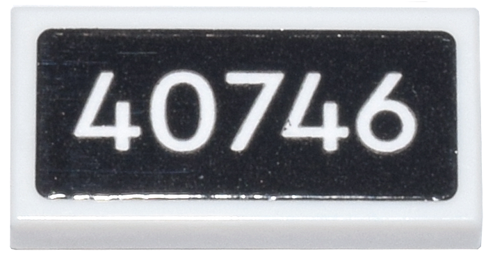 Lego Tile 1 x 2 with '40746' on Black Background Pattern (Sticker) - Set 40746