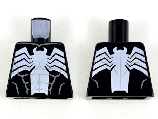 Lego Torso with Dark Bluish Gray Muscles Outline and White Spider Wide Abdomen Front and Back Pattern / Black