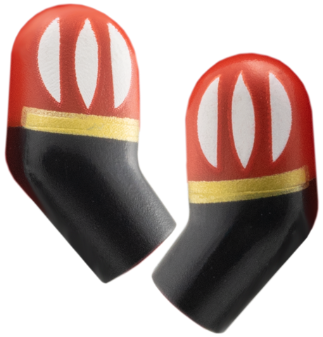 Lego Arm, (Matching Left and Right) Pair with Molded Red Short Sleeves and Printed White and Gold Stripes Pattern