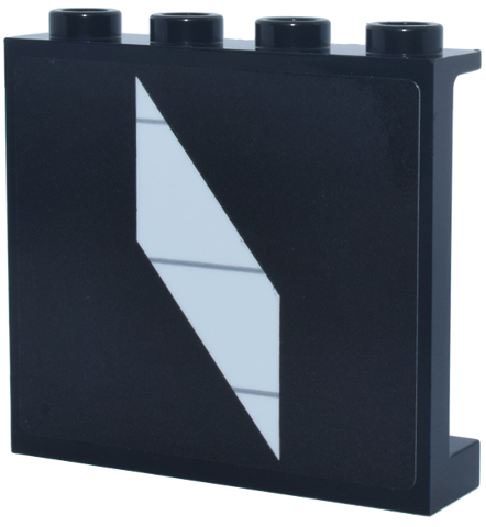 Lego Panel 1 x 4 x 3 with Side Supports - Hollow Studs with White Angled Diamond / Half Chevron, Dark Bluish Gray Lines Pattern (Sticker) - Set 75419