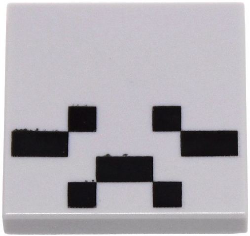 Lego Tile, Modified 2 x 2 Inverted with Black Squares and Rectangles Pattern (Minecraft Dried Ghast Face) / Light Bluish Gray