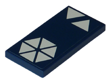 Lego Tile 2 x 4 with 8 White Triangles Pattern (Sticker) - Set 8086 / Dark Blue
