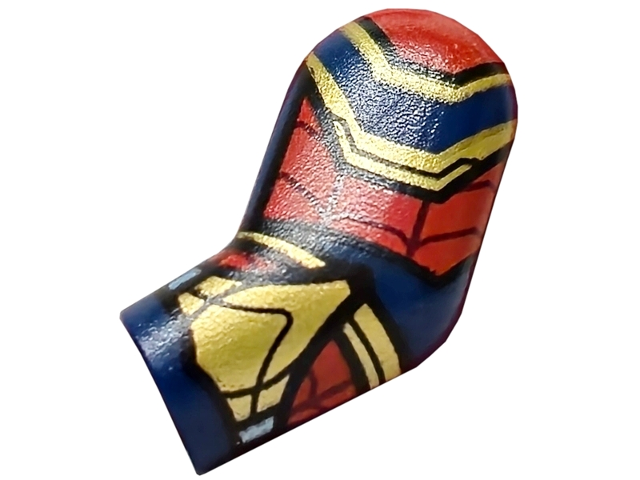 Lego Arm, Left with Gold and Red Armor, Dark Red Webs Pattern