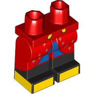 Lego Hips with Red Legs and Black Boots Pattern with Coat, Blue Legs, Yellow Soles Print / Red