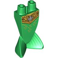 Lego Tail, Merman / Mermaid with Gold Belt, Tan Shell Print / Green
