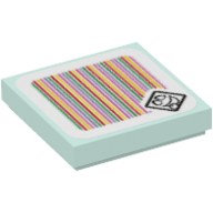 Lego Tile 2 x 2 with Polterpup and Barcode Print (Sticker) / Light Aqua