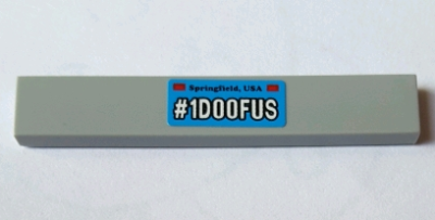 Lego Tile 1 x 6 with 'Springfield, USA' and White '#1D00FUS' Pattern (Sticker) - Set 71016