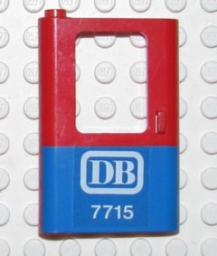 Lego Door 1 x 4 x 5 Train Left, Thin Support at Bottom with Blue Bottom Half and 'DB 7715' Pattern (Sticker) - Set 7715