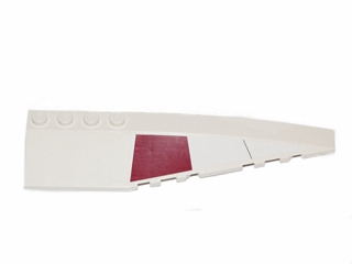 Lego Wedge 12 x 3 Right with Dark Red Trapezoid and Black Line Pattern (Sticker) - Set 75003 / White