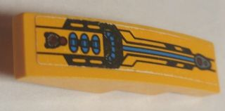 Lego Slope, Curved 4 x 1 with Red Joystick, Blue Switches and Mechanical Pattern (Sticker) - Set 70005