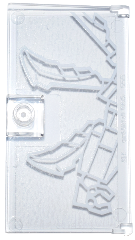 Lego Door 1 x 4 x 6 with Stud Handle with White Cole's Titan Mech Outline Right Side Pattern (Sticker) - Set 71837 / Trans-Clear