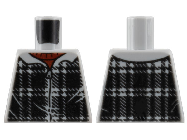 Lego Torso Hoodie Plaid over Dark Red Shirt Pattern / Light Bluish Gray