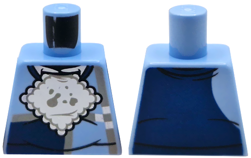 Lego Torso Sweater with Dark Blue Panels and Light Bluish Gray Rectangles, White Shirt, Napkin with Spots Pattern / Bright Light Blue