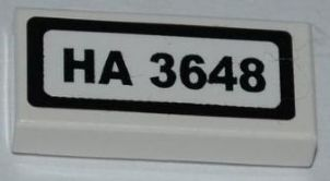 Lego Tile 1 x 2 with 'HA 3648' Pattern (Sticker) - Set 3648