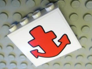 Lego Panel 1 x 4 x 3 - Hollow Studs with Red Anchor Pattern (Sticker) - Set 3832