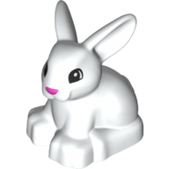 Lego Duplo Animal Rabbit with Head Raised and Pink Nose Print / White