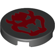 Lego Tile Round 2 x 2 with Red Bowser Skull Print