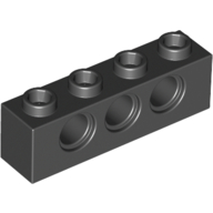 Lego Technic Brick 1 x 4 [3 Pin Holes] / Black