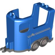 Lego Duplo Horse Trailer with Dark Bluish Gray Base and Silver Stripes and Horse Head Print / Blue