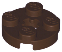 Lego Plate, Round 2 x 2 with Axle Hole / Dark Brown