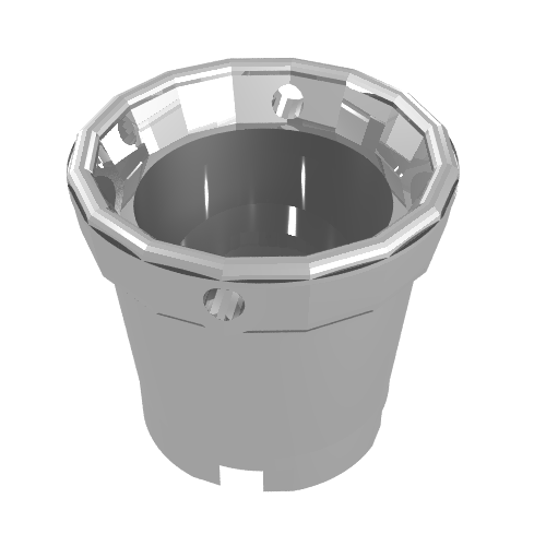 Lego Bucket with Handle Holes and 5 Bottom Holes - Center Bottom Stud Holder / Chrome Silver