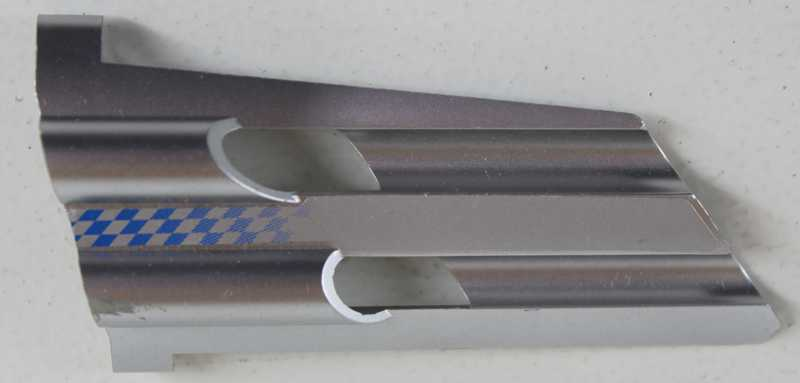 Lego Technic, Panel Fairing # 4 Large Long, Large Holes, Side B with Fading Blue Checkered Pattern (Sticker) - Set 8458