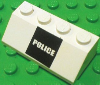 Lego Slope 45 2 x 4 with White 'POLICE' on Black Background Pattern (Sticker) - Set 7237