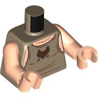 Lego Torso, Shirt, Dark Brown Trim, Bear Print, Light Nougat Arms and Hands