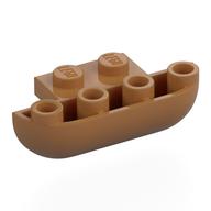 Lego Brick Round, Curved Inverted Triple 1 x 3 x 1 with 1 x 2 Extension / Medium Nougat