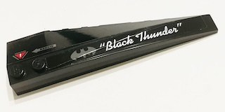 Lego Wedge 10 x 3 Left with Dark Bluish Gray Batman Logo, Silver ’Black Thunder’ and Arrow Pattern (Stickers) - Set 70916