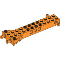 Lego Technic Brick Special 12 x 2 with 2 Side and 2 End Pins, Technic Holes, and 4W Flared End / Orange