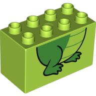 Lego Duplo Brick 2 x 4 x 2 with Crocodile Legs Print / Lime