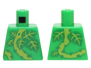 Lego Torso Plant Vines with Thorns and Green and Lime Leaves Pattern / Bright Green
