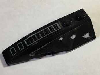 Lego Wedge 6 x 2 Left with 3 White Bullet Holes and Air Outlet Grille Pattern (Stickers) - Set 5973