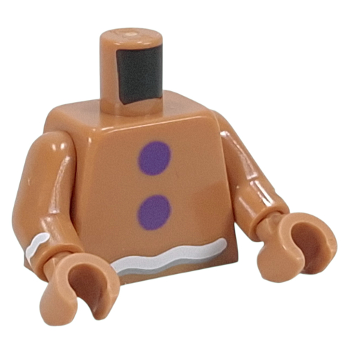 Lego Torso, Gingerbread, Dark Purple Gumdrops, White Icing Print, Medium Nougat Arms, Medium Nougat Hands