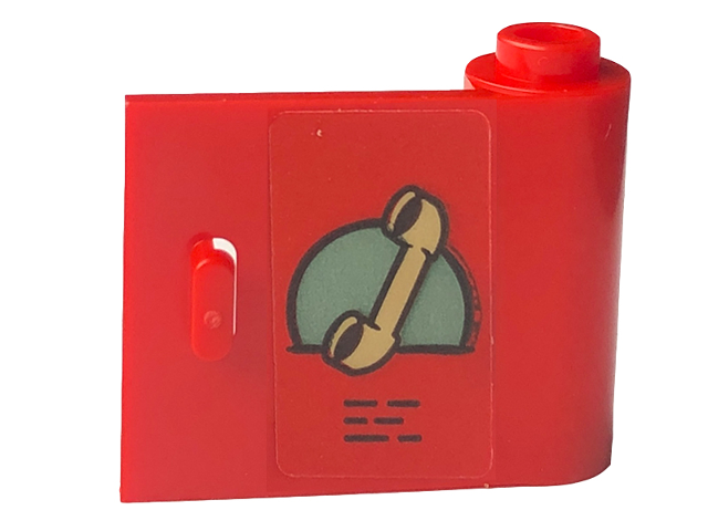 Lego Door 1 x 3 x 2 Right - Open Between Top and Bottom Hinge with Tan Telephone Receiver on Sand Green Circle Pattern (Sticker) - Set 40586
