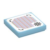 Lego Tile 2 x 2 with Gear, Arrows and Barcode Print (Sticker)