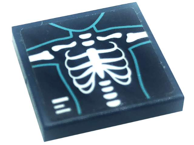 Lego Tile 2 x 2 with Chest X-Ray Pattern (Sticker) - Set 41318 / Dark Blue