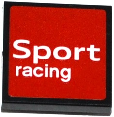 Lego Tile, Modified 2 x 2 Inverted with 'Sport' and 'racing' on Red Background Pattern (Sticker) - Set 75873