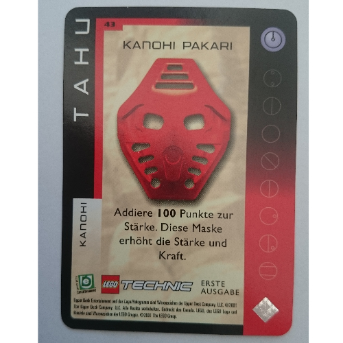 Lego Trading Card, Bionicle Game: QftM - 43 Great Masks - Tahu - Kanohi Pakari