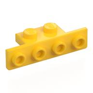 Lego Bracket 1 x 2 - 1 x 4 [Rounded Corners at Bottom, Square Corners at Top] / Yellow