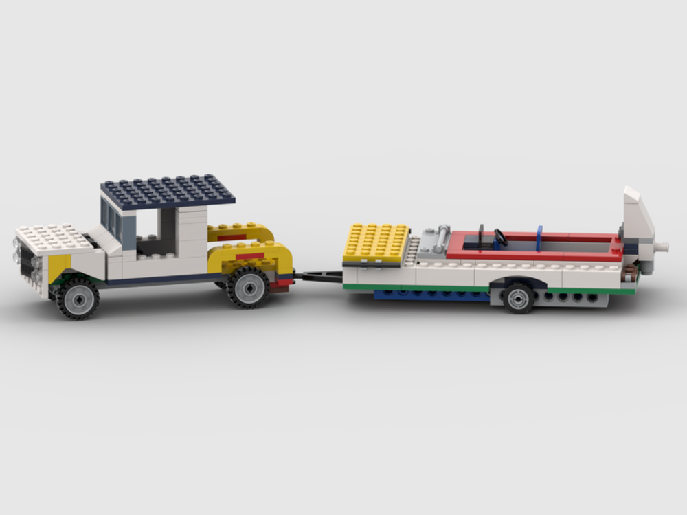 Lego truck and boat