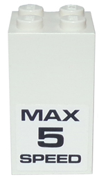Lego Brick 2 x 2 x 3 with 'MAX 5 SPEED' Pattern on Opposite Sides (Stickers) - Set 8147