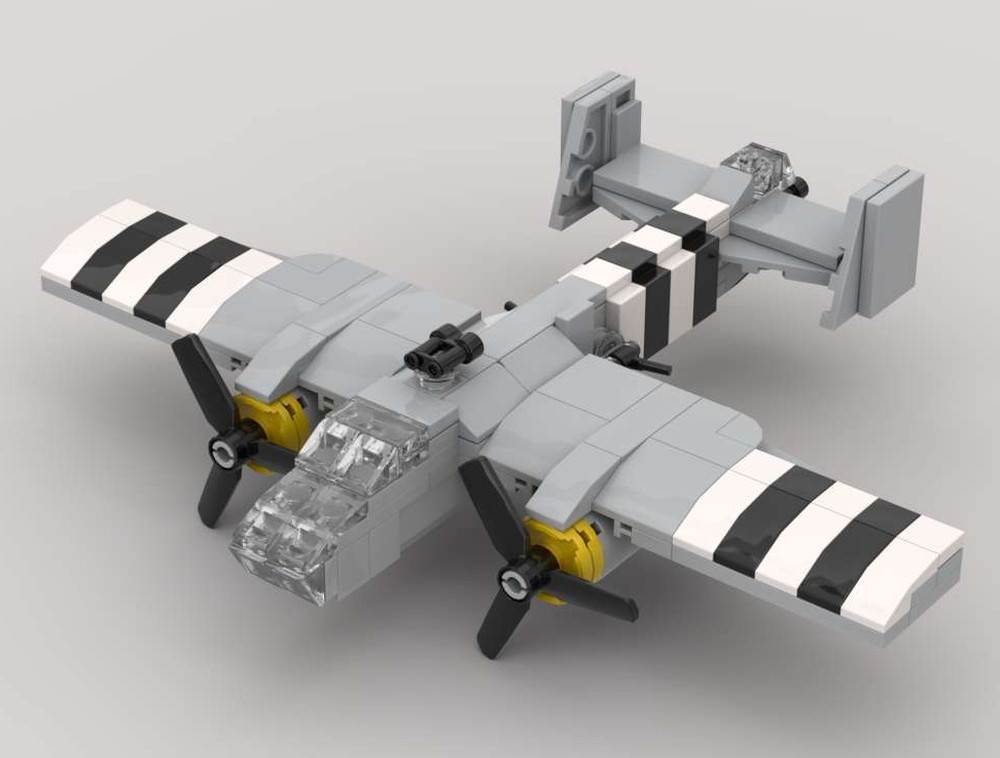 Lego B-25 Mitchell with D-Day paint scheme (1/110 scale)