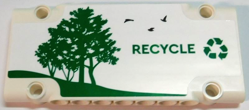 Lego Technic, Panel Plate 5 x 11 x 1 with Green Recycling Arrows, 'RECYCLE', Birds and Trees Pattern Model Right Side (Sticker) - Set 42167