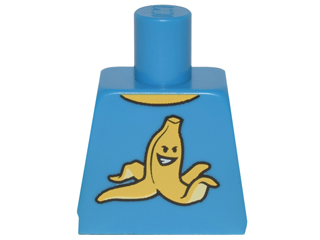 Lego Torso T-Shirt with Yellow Grinning Banana Peel Pattern / Dark Azure