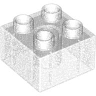 Lego Duplo Brick 2 x 2 / Glitter Trans-Clear