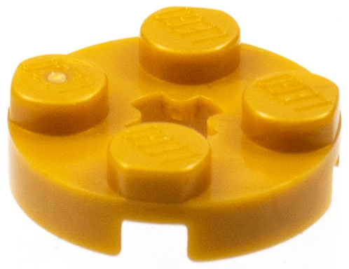 Lego Plate, Round 2 x 2 with Axle Hole / Pearl Gold