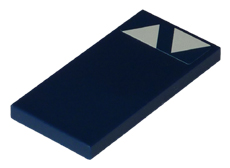 Lego Tile 2 x 4 with 2 White Triangles Pattern (Sticker) - Set 8086 / Dark Blue